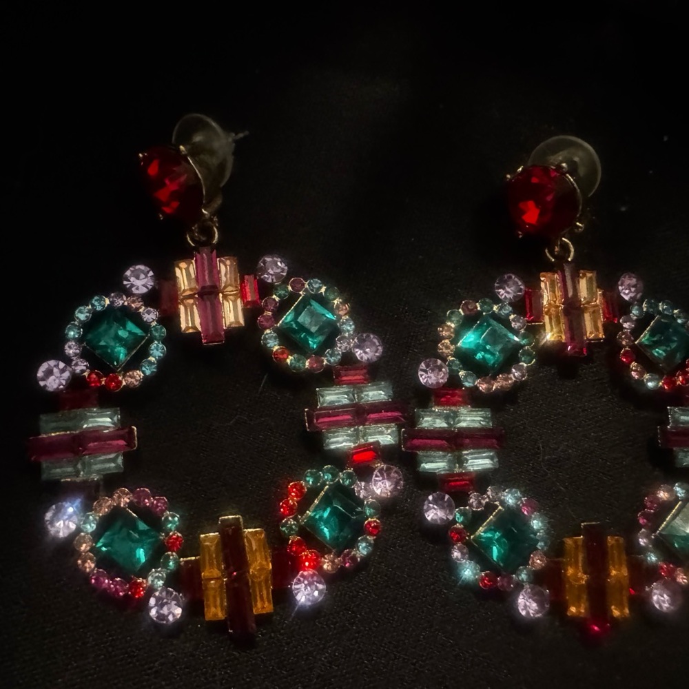 Elegant Multicolor Crystal Hoop Earrings
